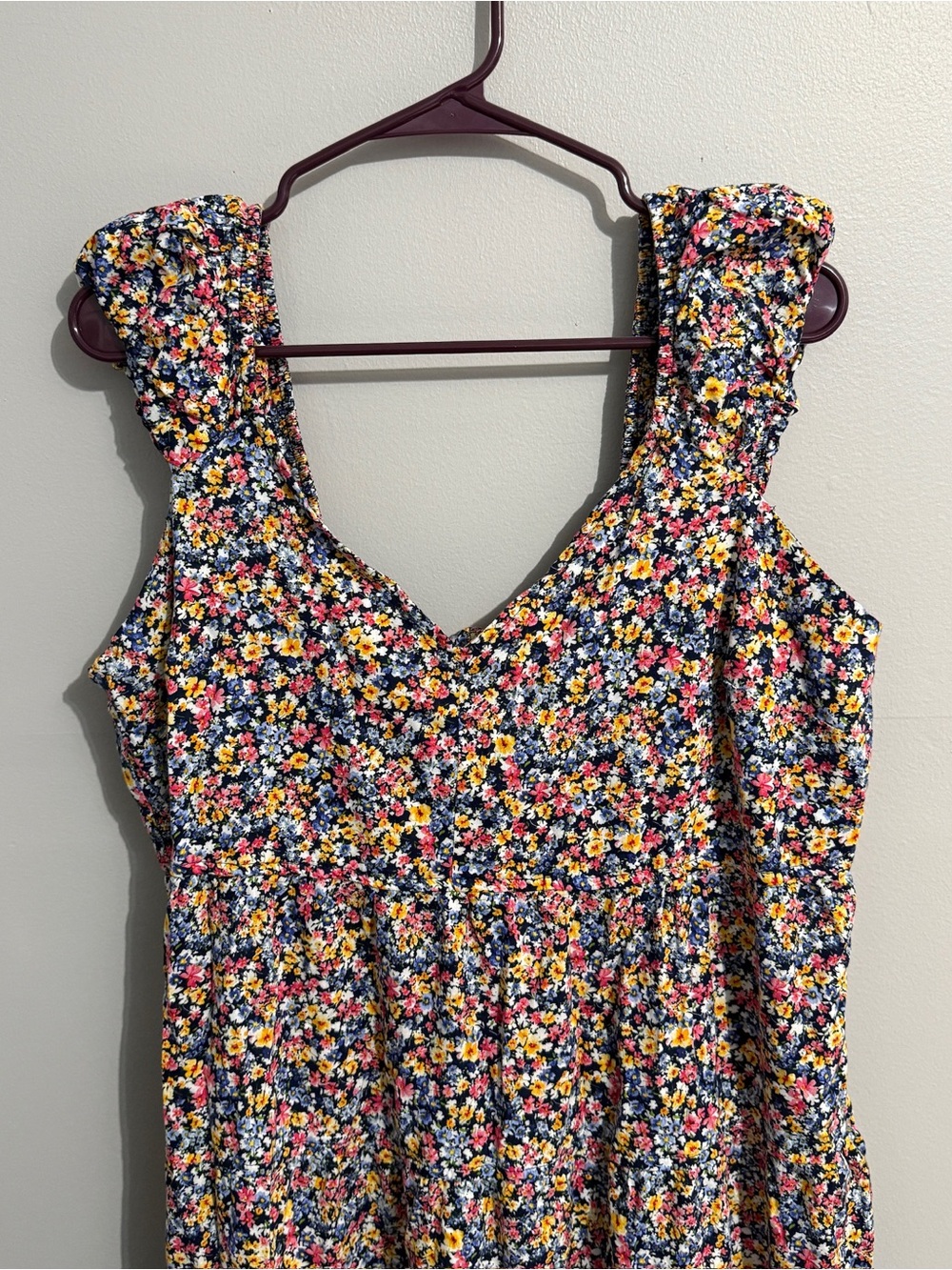Old Navy Dress Womens Extra Large Tiered Ditsy Floral Smocked Cottagecore - Picture 4 of 14